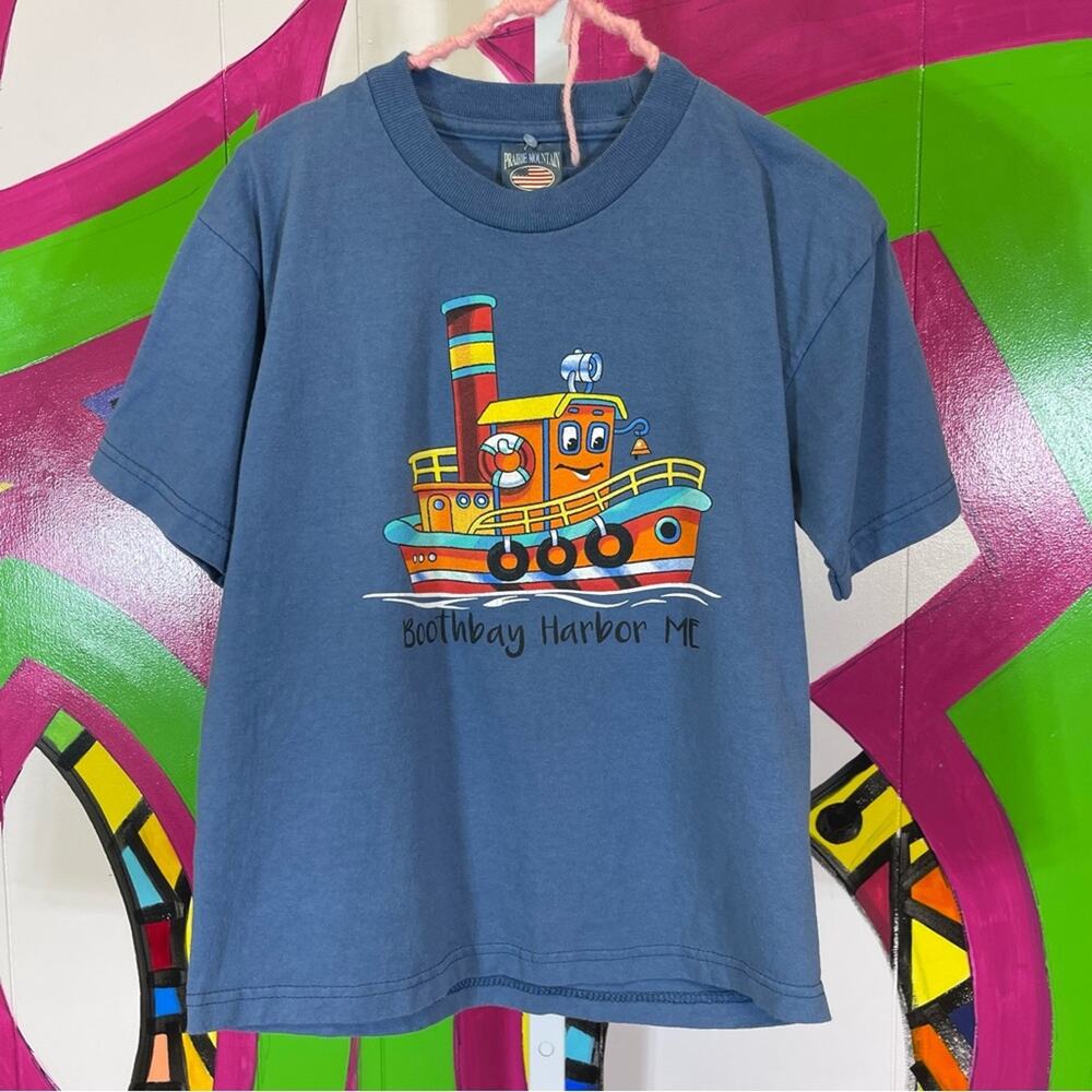 Prairie Mountain, Boothbay Harbor, ME. Tugboat Kids T-Shirt. Size 10/12.